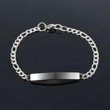 Engrave Name Date ID Bracelet Silver Stainless Steel