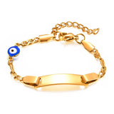 Evil Eye Name Bracelet for Baby, Engraved ID Stainless Steel Kids Birthday Gift