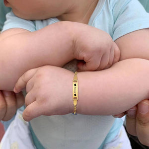 Evil Eye Name Bracelet for Baby, Engraved ID Stainless Steel Kids Birthday Gift