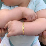 Evil Eye Name Bracelet for Baby, Engraved ID Stainless Steel Kids Birthday Gift