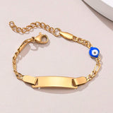 Evil Eye Name Bracelet for Baby, Engraved ID Stainless Steel Kids Birthday Gift