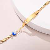 Evil Eye Name Bracelet for Baby, Engraved ID Stainless Steel Kids Birthday Gift