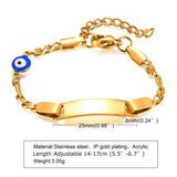 Evil Eye Name Bracelet for Baby, Engraved ID Stainless Steel Kids Birthday Gift