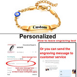 Evil Eye Name Bracelet for Baby, Engraved ID Stainless Steel Kids Birthday Gift