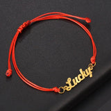 Treebud Names Bracelet Red Brown Rope Personalized Stainless Steel
