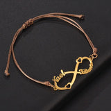 Treebud Names Bracelet Red Brown Rope Personalized Stainless Steel