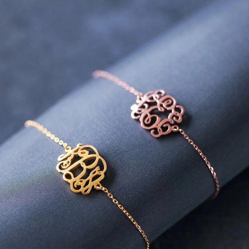 Personalized Monogram Initials Bracelet Stainless Steel Bijoux Femme