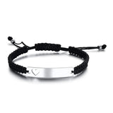 Engraved Rope Bracelet with Heart, Personalized Nameplate, Birthday Gift