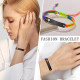 Engraved Rope Bracelet with Heart, Personalized Nameplate, Birthday Gift