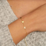 Personalized Initials Bracelet Stainless Steel Heart Wrist Chain