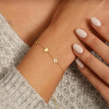 Personalized Initials Bracelet Stainless Steel Heart Wrist Chain
