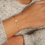 Personalized Initials Bracelet Stainless Steel Heart Wrist Chain