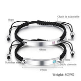 Personalized Couple Bracelets Stainless Steel Engrave ID Bar Anniversary Gift