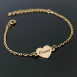 Personalized Stainless Steel Heart Name Bangle Bracelet for Women