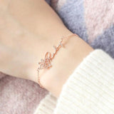 Personalized Birthday Flower Bracelet Name Women Stainless Steel