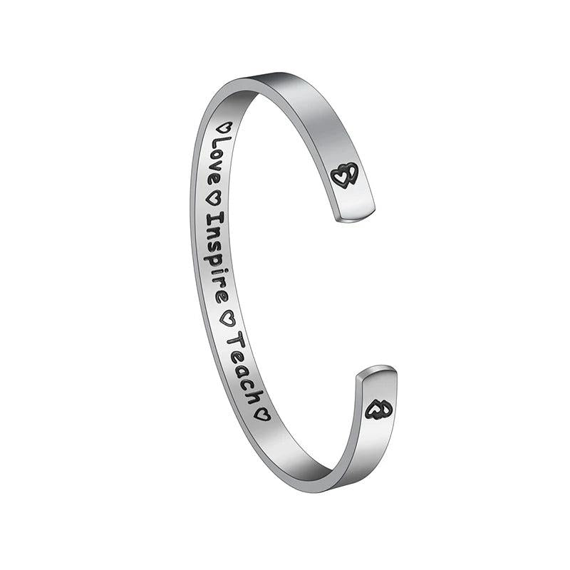 Custom Engraved Name Bracelet Stainless Steel Adjustable Bangle Gift