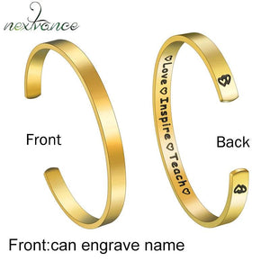 Custom Engraved Name Bracelet Stainless Steel Adjustable Bangle Gift
