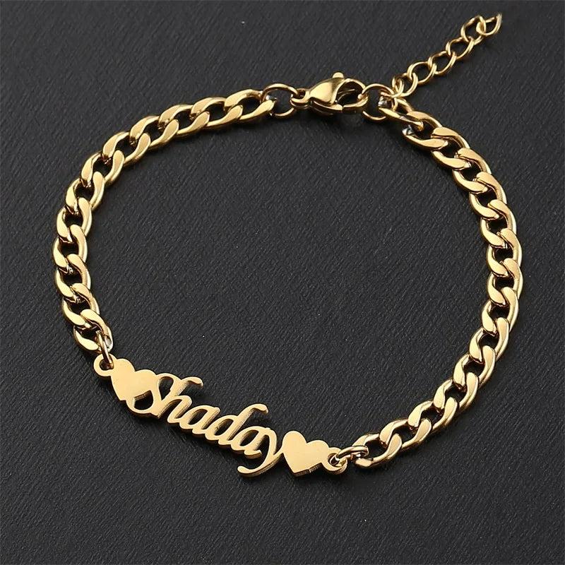 Custom Stainless Steel Name Bracelet with Cuban Chain