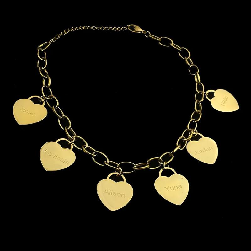 Personalized Love Heart Nameplate Bracelet Stainless Steel