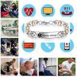 Personalized Medical Alert Bracelet Allergy Disease ID Emergency Life Saving