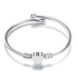 Treebud QR Code Heart Charm Bracelet Engrave Name Cuff Bangle