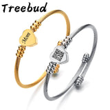 Treebud QR Code Heart Charm Bracelet Engrave Name Cuff Bangle