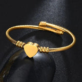 Treebud QR Code Heart Charm Bracelet Engrave Name Cuff Bangle