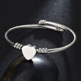 Treebud QR Code Heart Charm Bracelet Engrave Name Cuff Bangle