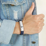 Custom Engraved Men's Medical Bracelet - Braided Leather ID Bangle