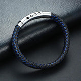 Custom Engraved Men's Medical Bracelet - Braided Leather ID Bangle