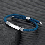 Adjustable Thread Rope Couple Custom Engraved Stainless Steel Bangle