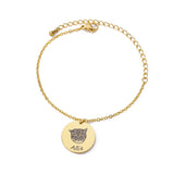 Pet Photo Name Bracelet Stainless Steel Engraved Coin Pendant