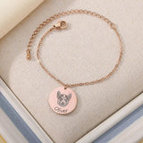 Pet Photo Name Bracelet Stainless Steel Engraved Coin Pendant