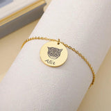Pet Photo Name Bracelet Stainless Steel Engraved Coin Pendant