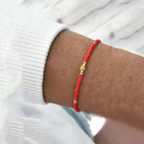 Red Gold Glass Beads Bracelet Women's Friendship Bangle Jewelry