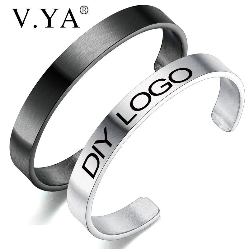 Stainless Steel Engraved Bracelet Rose Gold/Silver Bangle
