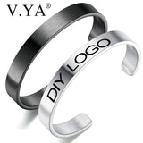 Stainless Steel Engraved Bracelet Rose Gold/Silver Bangle