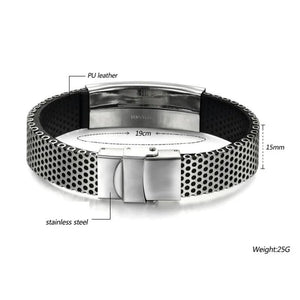 Stainless Steel Man Bracelet Engrave DIY Bangle Chain Magnet Buckle 190MM