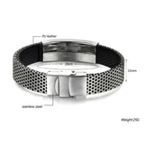 Stainless Steel Man Bracelet Engrave DIY Bangle Chain Magnet Buckle 190MM