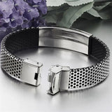 Stainless Steel Man Bracelet Engrave DIY Bangle Chain Magnet Buckle 190MM
