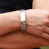 Stainless Steel Man Bracelet Engrave DIY Bangle Chain Magnet Buckle 190MM