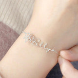 Stainless Steel Birth Flower Name Bracelet Personalized Bangle Gift