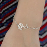 Stainless Steel Birth Flower Name Bracelet Personalized Bangle Gift