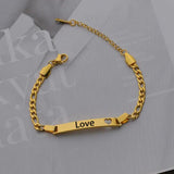 Personalized Stainless Steel Bracelets Engraved Heart Bar for Couples