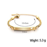 Personalized Stainless Steel Bracelets Engraved Heart Bar for Couples