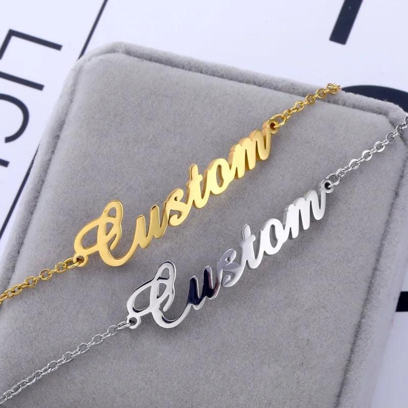 Personalized Name Bracelet Stainless Steel Chain Letter Jewelry Birthday Gift