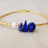 Gold Rice Beads Bracelet with Natural Stone Embellishment