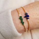Gold Rice Beads Bracelet with Natural Stone Embellishment