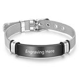 Custom Stainless Steel Name Bar Bracelets Engraved Belt Buckle Vintage Jewelry