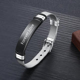 Custom Stainless Steel Name Bar Bracelets Engraved Belt Buckle Vintage Jewelry